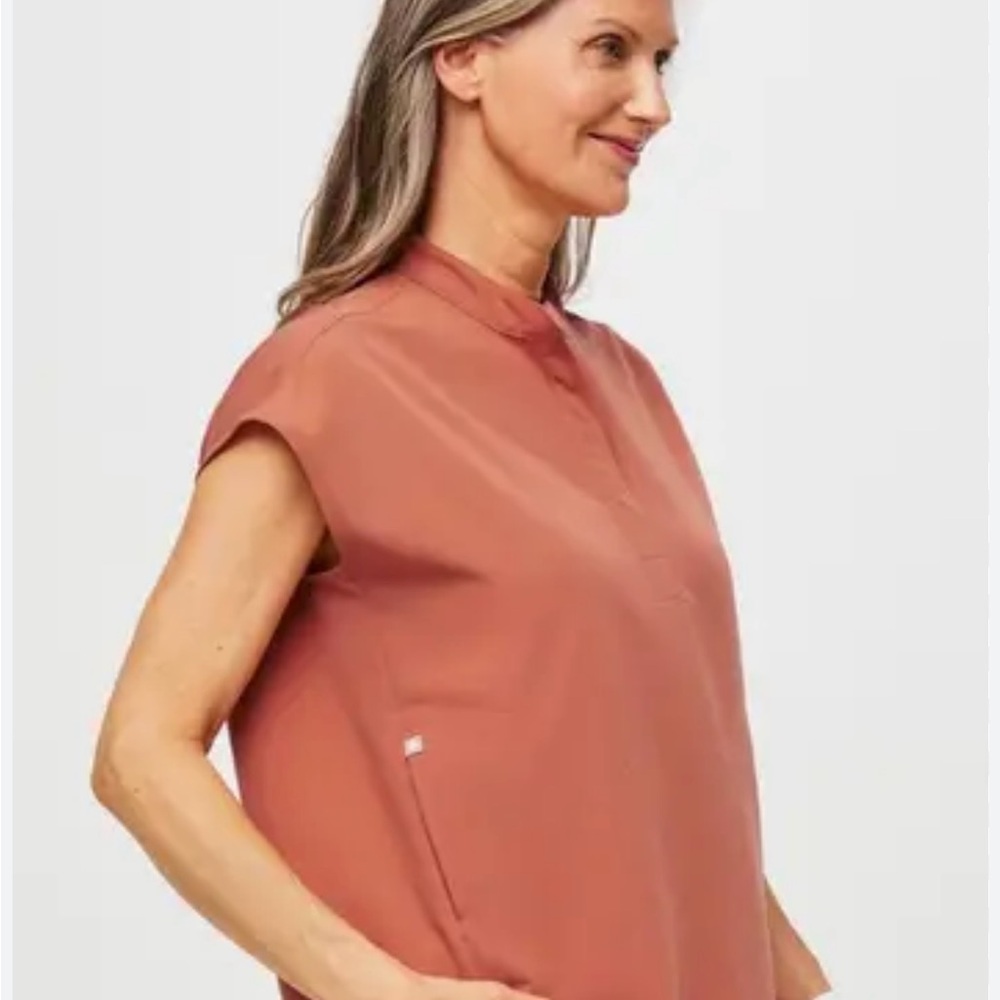 Figs Rafael Scrub Top with Mandarin Collar